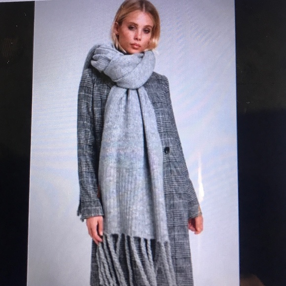 Free People Light grey Ribbed knit Scarf with Fringe - Picture 1 of 3